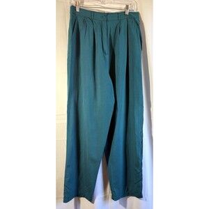Vintage Stephanie Andrews Aqua Green Silk Womens Pants Sz 12
